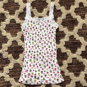 Vintage Styles Floral Lace Trim Tank Top Size Small